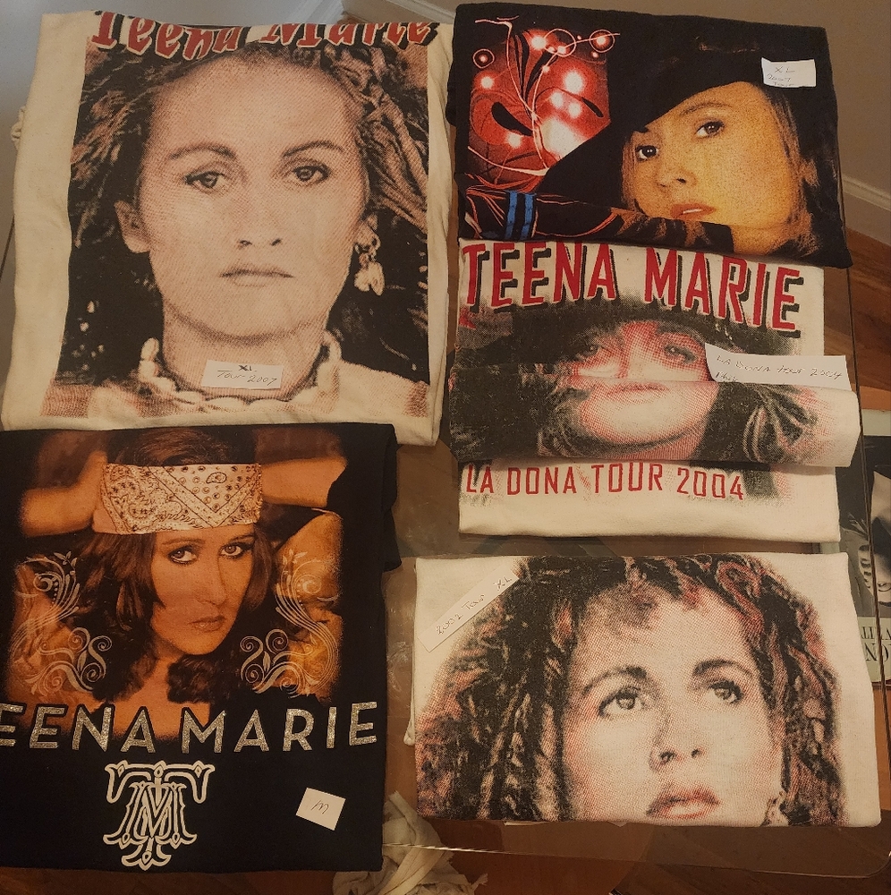 5 Teena Marie Concert Tee Shirts Original $10 Each 100% Cotton 4XL and 1 med